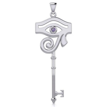 The Eye of Horus Spiritual Enchantment Key Silver Pendant with Gem TPD5711 - Jewelry